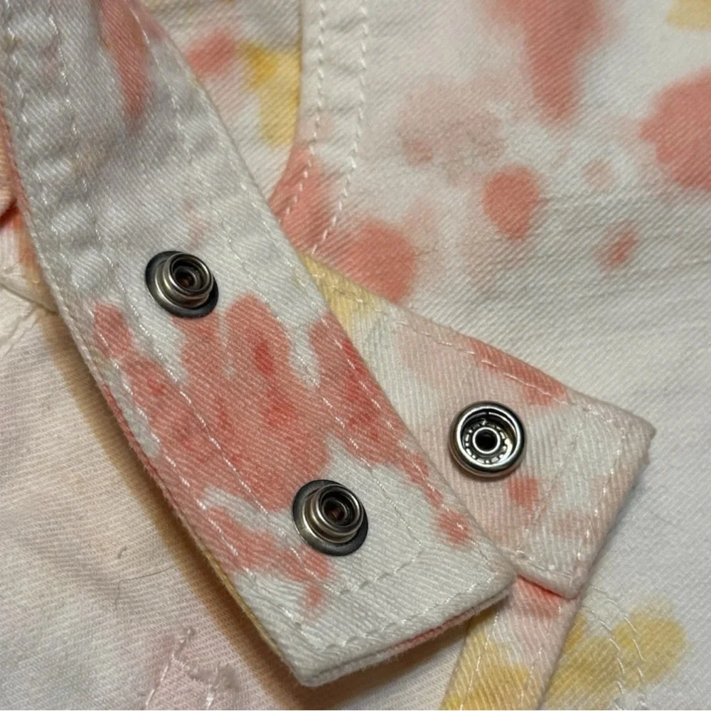 The Children's Place Girls Tie Dye Overall Shorts Size 5 Orange Pink White Denim